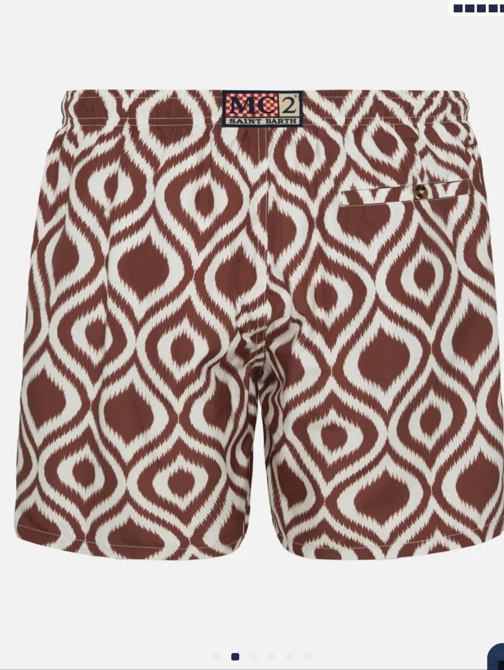 MC2 Saint Barth Brown and white pattern Caprese swim shorts Size Medium